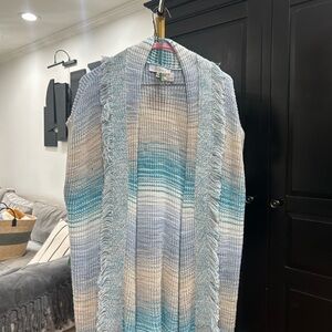 INTERMIX Woven Blue and Cream Throw